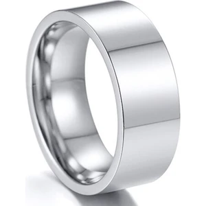 8mm Geniş Düz Model Parlak Çelik Alyans Erkek Kadın Unisex Yüzük cl28