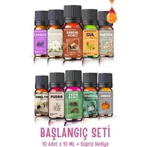 Aroma Terapi TR Başlangıç - Tanışma Seti 10 Adet - Saf Esansiyel Yağ - Oda ve Ortam Kokusu - Aromatik Uçucu Yağ 10X10ML