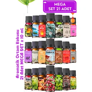 Aroma Terapi TR Mega Set 21 Adet x 10 ML - Esansiyel Yağ & Aromatik Oda ve Ortam Koku Seti