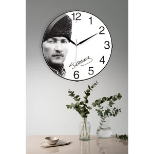 Atatürk Baskılı Bombeli Cam Duvar Saati 35 cm