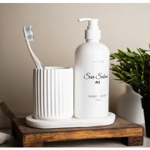 Lalezen Home Beyaz Stantlı Diş Fırçalık & Sıvı Sabunluk Set