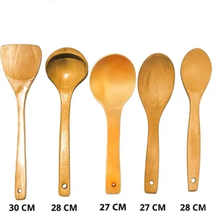 Und Trade 5 Parça Servis Seti Bambu Ahşap Kaşık Kepçe Tahta Spatula