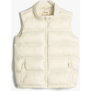 Şişme Yelek Dik Yaka Fermuarlı Cepli