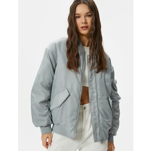 Bomber Ceket Kapaklı Çift Cep Kolej Yaka Fermuarlı