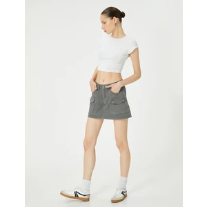 Kargo Mini Etek Rahat Kalıp Önden Cep Detaylı