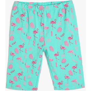 Kısa Tayt Flamingo Baskılı Beli Lastikli Pamuklu