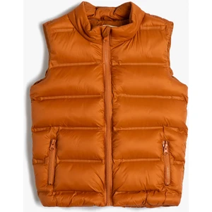 Şişme Yelek Dik Yaka Fermuarlı Cepli