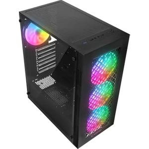 Plaıd V1 Mesh Temperli Camlı 4X12CM Auto Rgb Fan Atx Mid-T Gaming Oyuncu Kasası