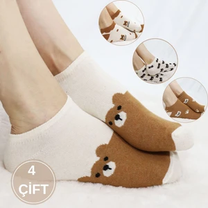 Kral Socks 4 Çift Kadın Çorap Trend Desenli Kısa Çorap