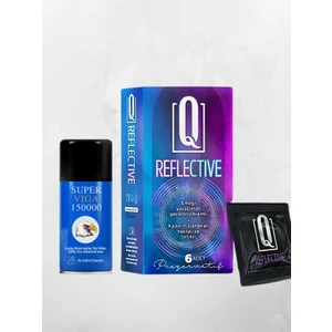 Q Reflective 6'lı Kremli Tırtıklı Prezervatif +  Sprey