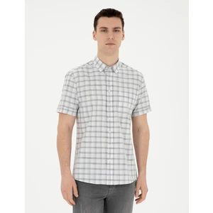 Pierre Cardin Erkek Gri Regular Fit Kısa Kollu Gömlek 50288566-VR024