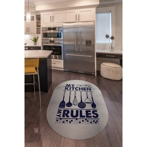 Napoli Home Dijital Baskılı Kaymaz Yıkanabilir Renkli Modern Oval Mutfak Halısı, N-O-Mutfak-47-Lacivert,