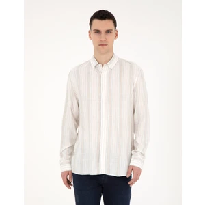 Pierre Cardin Erkek Yeşil Keten Karışımlı Regular Fit Gömlek 50283522-VR016