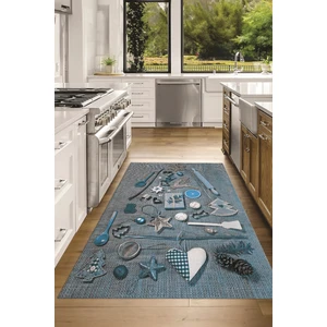 Napoli Home 3D Dijital Baskılı Kaymaz Taban Yıkanabilir Renkli Modern Mutfak Halısı, N-Mutfak-16-Mavi,