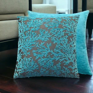 Pillows Store Mercan Desenli Turkuaz Kırlent Kılıfı Seti -2 Adet 45CM*45CM