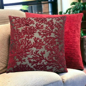 Pillows Store Mercan Desenli Bordo Kırlent Kılıfı Seti -2 Adet 45CM*45CM