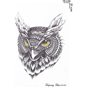 Gerçekci Geçici Renkli Baykuş Desenli Dövme Sahte Etiket Kadın Erkek Kol Bacak