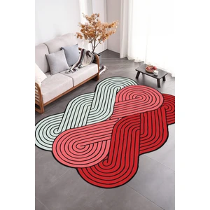 Napoli Home Dijital Baskılı Kaymaz Taban Yıkanabilir Lazer Kesim Yolluk Mutfak Salon Halısı, N-Lazer-15-Kırmızı,