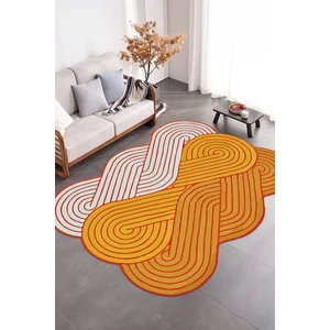 Napoli Home Dijital Baskılı Kaymaz Taban Yıkanabilir Lazer Kesim Yolluk Mutfak Salon Halısı, N-Lazer-15-Turuncu,