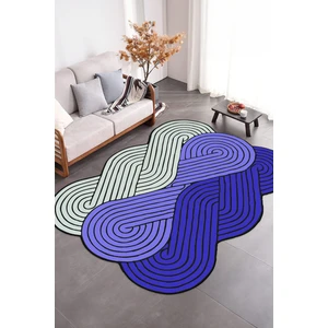 Napoli Home Dijital Baskılı Kaymaz Taban Yıkanabilir Lazer Kesim Yolluk Mutfak Salon Halısı, N-Lazer-15-Mavi,