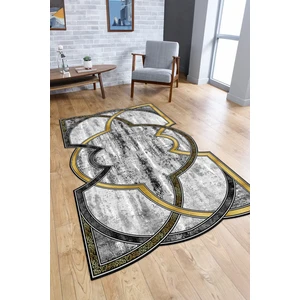 Napoli Home Dijital Baskılı Kaymaz Taban Yıkanabilir Lazer Kesim Yolluk Mutfak Salon Halısı, N-Lazer-07-Gri,