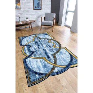 Napoli Home Dijital Baskılı Kaymaz Taban Yıkanabilir Lazer Kesim Yolluk Mutfak Salon Halısı, N-Lazer-07-Mavi,