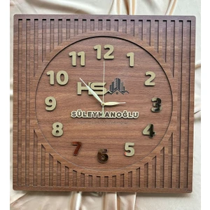 Esamore Concept Kare Gold Rakamlı Kişiselleştirilebilir 50*50 cm Duvar Saati - Ahşap Duvar Saati - Büyük Duvar Saati