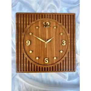 Esamore Concept Kare Gold Rakamlı 50*50 cm Duvar Saati - Modern Duvar Saati - Ahşap Duvar Saati - Büyük Duvar Saati
