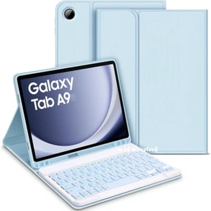 M.TK Moveteck Samsung Galaxy Tab A9 8.7 Inç SM-X110 Uyumlu Bluetooth Özellik Standlı Kalem Bölmeli Klavyeli Kılıf