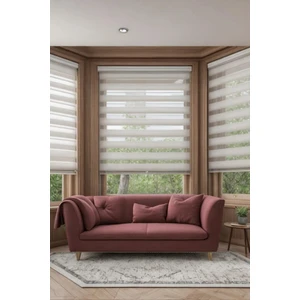 Özel Jaluzi Beyaz Bambu Kumaş Zebra Stor Perde Minimalist Tasarım Dayanıklı Polyester