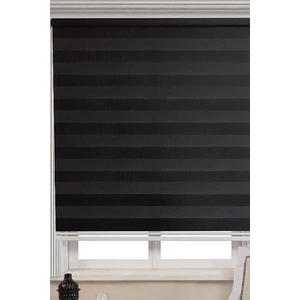 Özel Jaluzi Siyah Bambu Kumaş Zebra Stor Perde Etek Dilimsiz