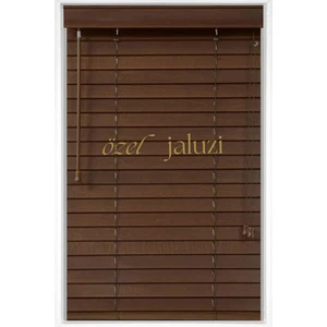 Özel Jaluzi Kahverengi 50 Mm Ahşap Görünümlü Jaluzi