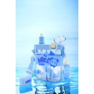 M&B Water Bottle Çift Bölmeli Nice Cool Matara Çift Kapaklı Pipetli Çocuk Suluk Okul Için Boyun Askılı Suluk