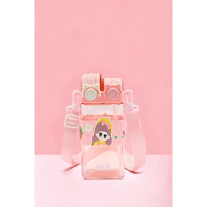 M&B Water Bottle Çift Içimli Askılı Matara Pipetli Matara Sevimli Renkli Matara