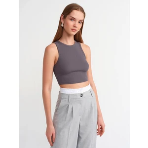 20820 Dikiş Efektli Crop Top-Füme