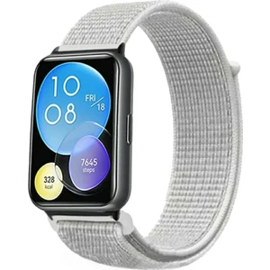 Huawei Watch Fit 2 Uyumlu  Cırtlı Bant Kordon Pim Çevirici Aparatlı Akıllı Pimli Beyaz Yeşil Çizgili