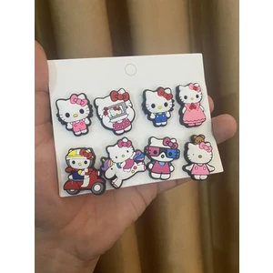 Herşey Nota Hello Kitty Desen Crocks Terlik Süsü Jibbitz Crocs Aksesuarı 8 Adet