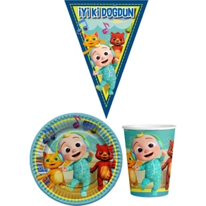 Parti Furyası Cocomelon 8 Kişilik Erkek Doğum Günü Mini Set Erkek Çocuk Parti Seti Süsleme