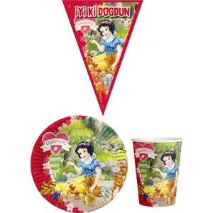 Parti Furyası Pamuk Prenses  8 Kişilik Kız Doğum Günü Mini Set Kız Çocuk Parti Seti Süsleme