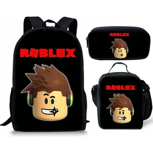 Çinli Öğrenci Okul Çantası Öğle Yemeği Çantası Kalem Çantası Roblox Baskılı Sırt Çantası Üç Parçalı Set (Yurt Dışından)