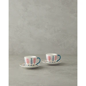 English Home Love Adore New Bone China 4 Parça 2 Kişilik Kahve Fincan Takımı Pembe - Mavi