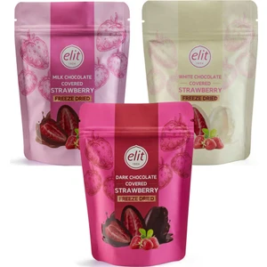 Elit Çikolata Çikolata Kaplı Freeze Dried Bütün Çilek Draje 80G 3lü Set