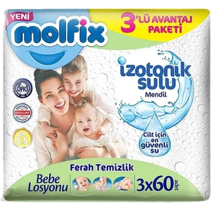 İzotonik Sulu Islak Havlu Mendil 3 x 60 Adet x 3 Paket