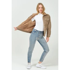The Bark Içi Peluş Kadife Kadın Ceket 1039-1041 Kahve