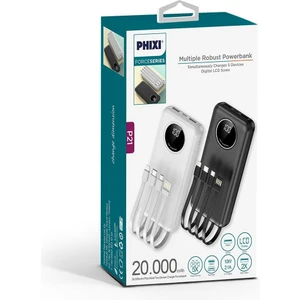 Force P21 LED Ekranlı Micro Lightning Type-C ve Usb-A Kablolu 20.000MAH Powerbank