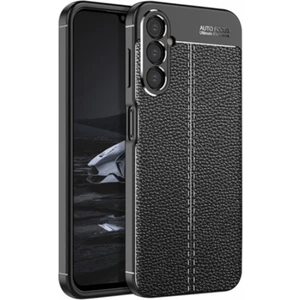 Samsung S24 Plus Leather Serisi Deri Efekt Silikon Kılıf - Siyah AL3337