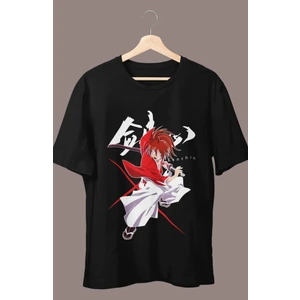 Fuddy Moda Oversize Himura Kenshin Baskılı T-Shirt, Unisex Anime Baskılı Tişört