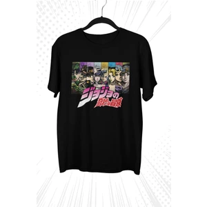 Fuddy Moda Oversize Jojo's Bizarre Karakterleri Baskılı T-Shirt, Unisex Anime Baskılı Tişört