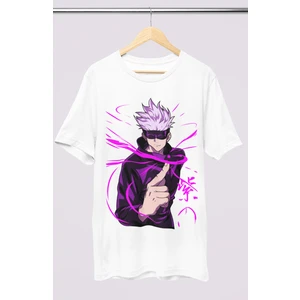 Fuddy Moda Oversize Jjk V2 Gojo Satoru Baskılı T-Shirt, Unisex Anime Baskılı Tişört