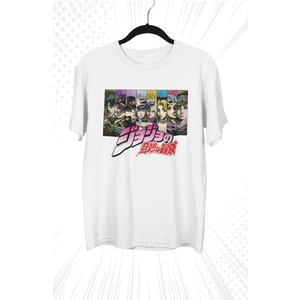 Fuddy Moda Oversize Jojo's Bizarre Karakterleri Baskılı T-Shirt, Unisex Anime Baskılı Tişört